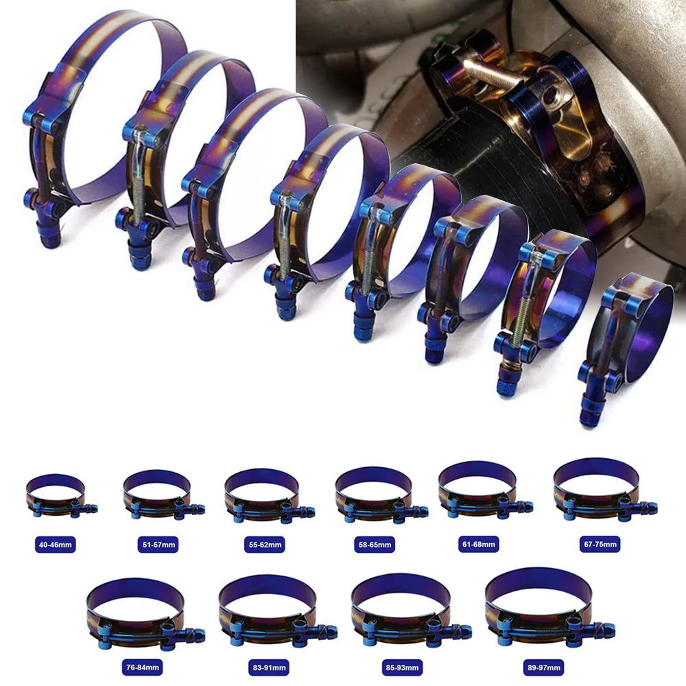 T-Bolt Hose Clamps Stainless Steel Turbo - Evrensel Titanyum Mavi T-Bolt Hortum Kelepçesi