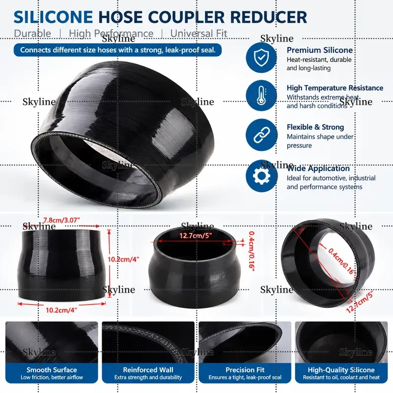 Siyah Silikon 5 İnçten 4 İnç D - Turbo Silicone Coupler Hose Reducer 4 Ply incelemesi ve fiyatı