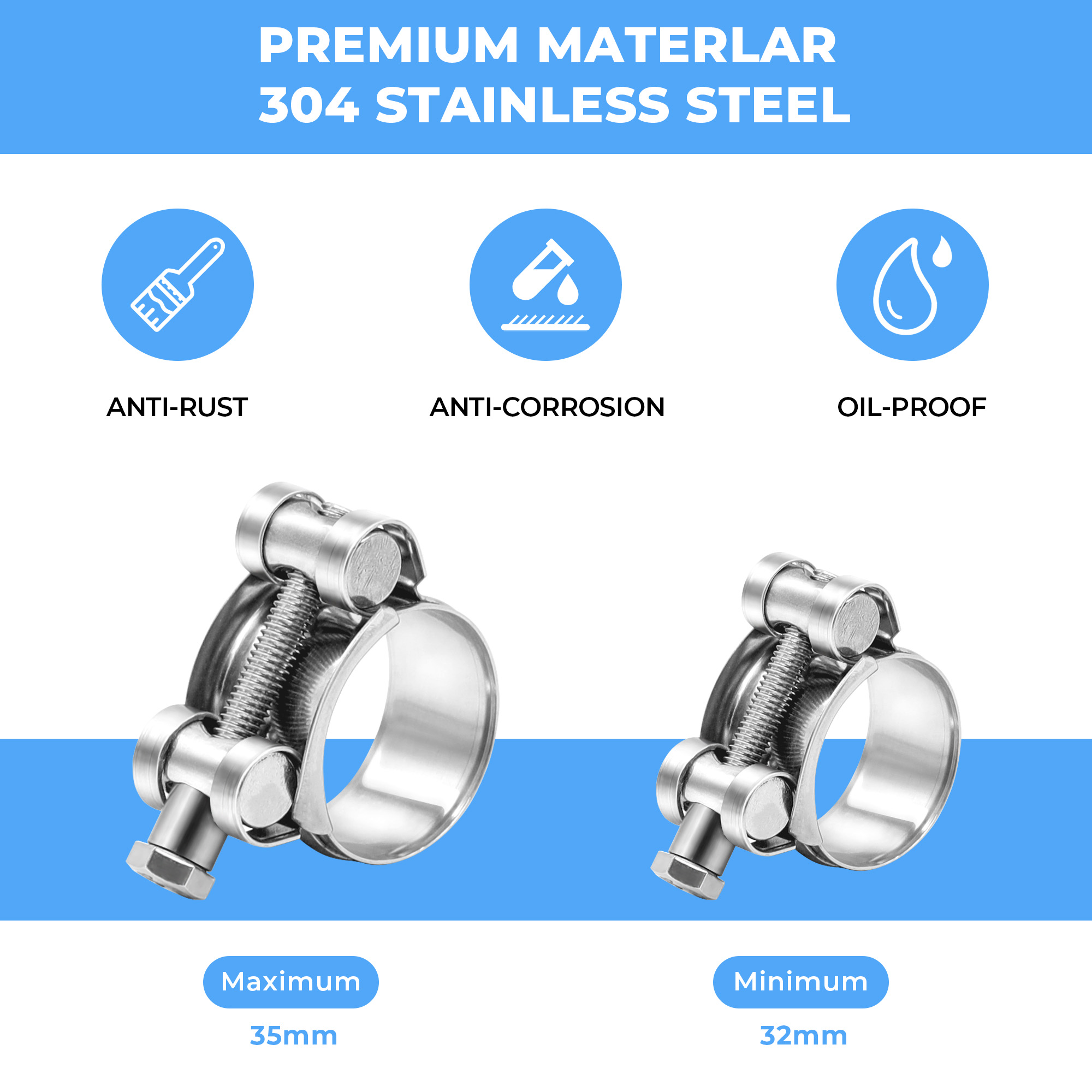 6 adet hortum kelepçesi 304 pa - T-Bolt Hose Clamps Stainless Steel Turbo incelemesi ve fiyatı