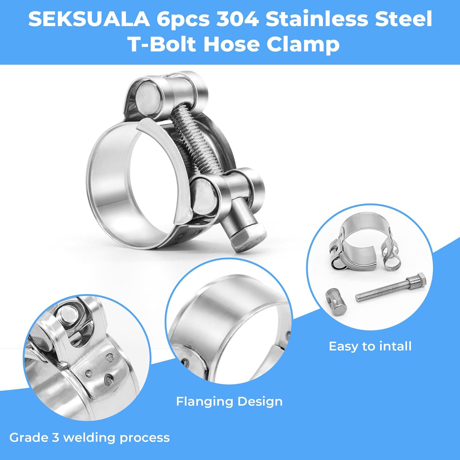 6 adet hortum kelepçesi 304 pa - T-Bolt Hose Clamps Stainless Steel Turbo incelemesi ve fiyatı