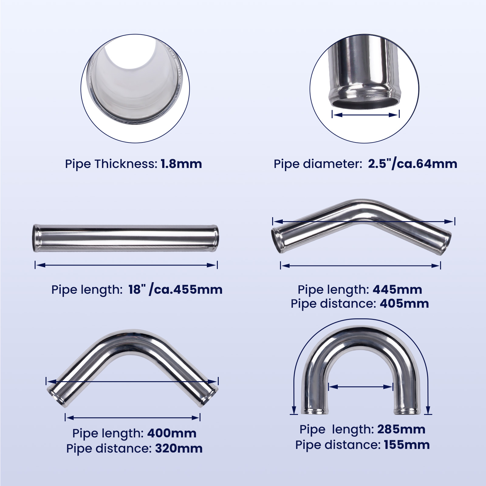 Evrensel 2,5 inç Alüminyum İnt - Intercooler Piping Kit Aluminum 2.5 Inch incelemesi ve fiyatı