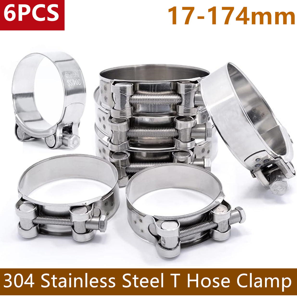 6 adet 304 paslanmaz çelik hor - T-Bolt Hose Clamps Stainless Steel Turbo incelemesi ve fiyatı
